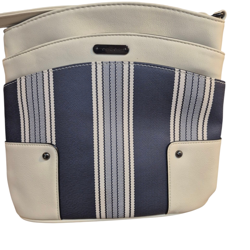 Cluci Cream and Navy Striped Shoulder Bag Like New